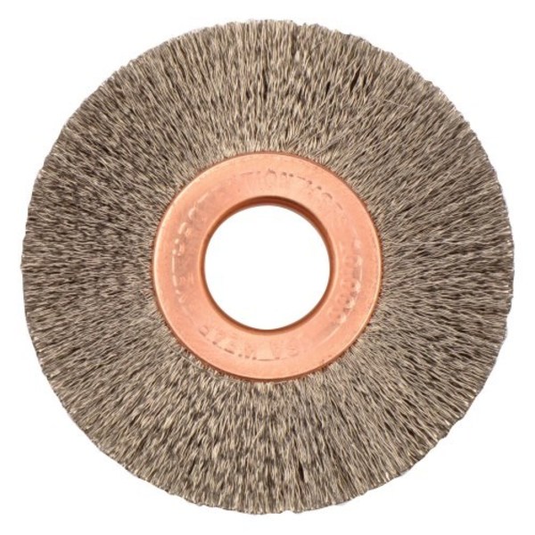 Weiler 2" Dia Crimped Wire Wheel, .008" Steel Fill, 1/2" Arbor Hole 15443
